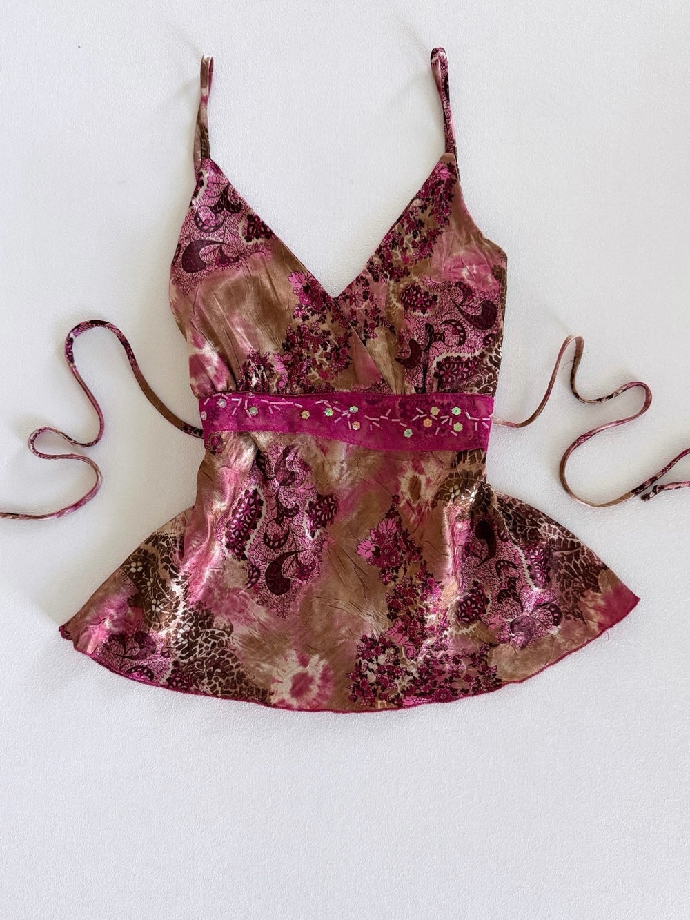 Vintage Paisley Satin Cami Top - Floral
Embellished - Picture 4 of 7